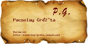 Pacsolay Gréta névjegykártya